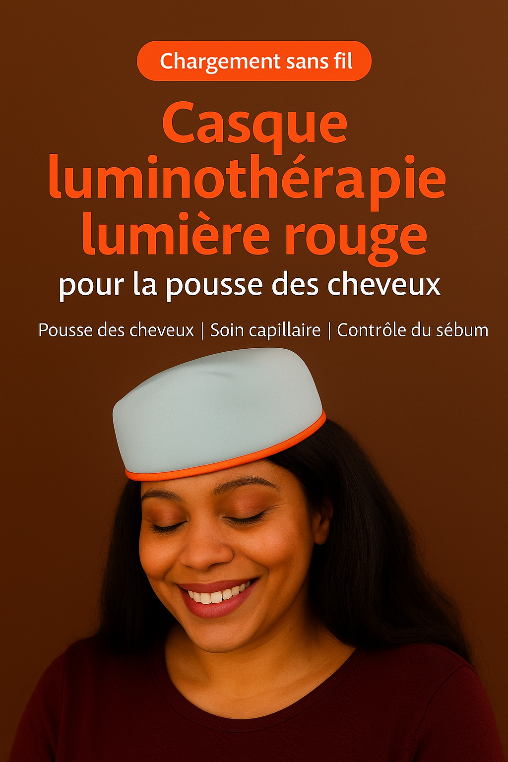 Bonnet de cheveux LED rechargeable portable infrarouge pour bonnet de croissance de cheveux à lumière rouge