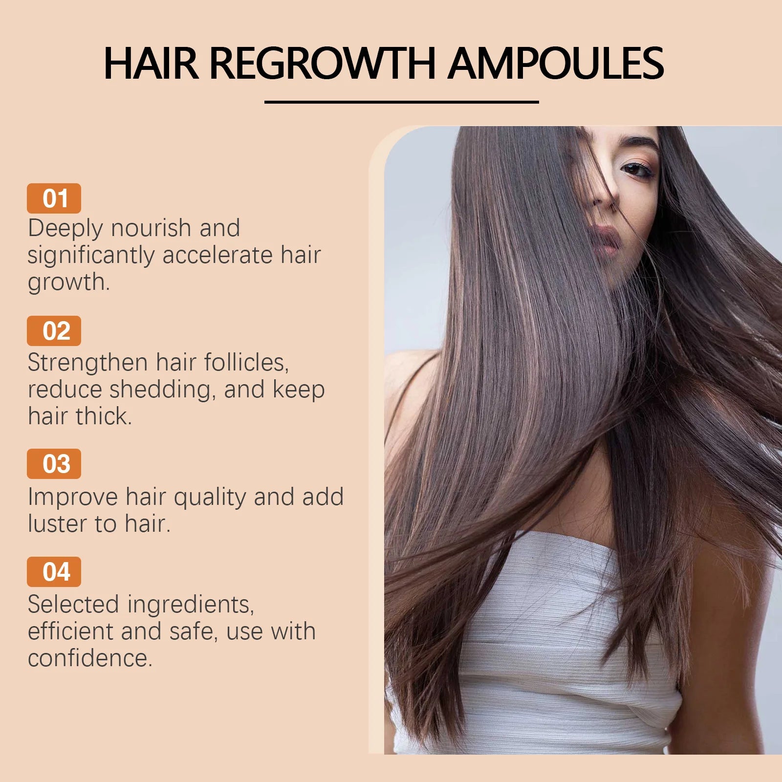 Ampoules de Croissance des Cheveux, Soins Capillaires Portables, Repousse, Anti-Perte de Cheveux, Réparation des Extrémités Fendues, Cheveux Secs et Abîmés, Huile Essentielle Nourrissante pour Cuir oral elu