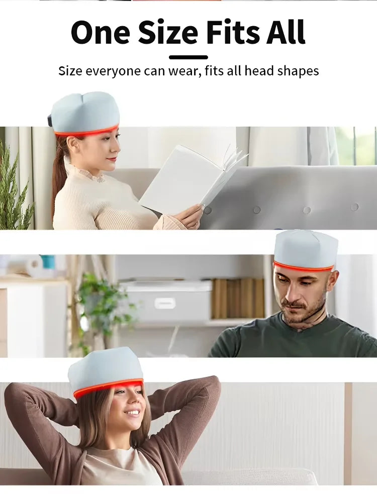 Bonnet de cheveux LED rechargeable portable infrarouge pour bonnet de croissance de cheveux à lumière rouge