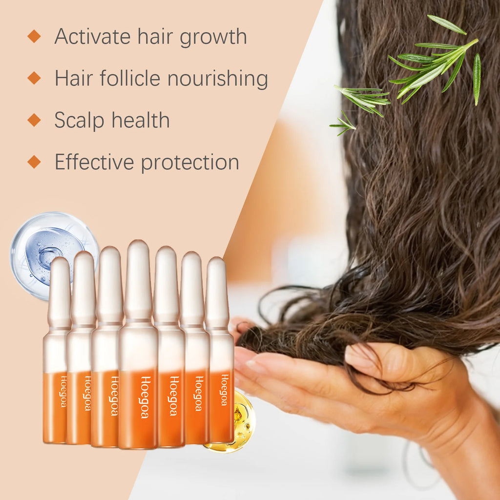 Ampoules de Croissance des Cheveux, Soins Capillaires Portables, Repousse, Anti-Perte de Cheveux, Réparation des Extrémités Fendues, Cheveux Secs et Abîmés, Huile Essentielle Nourrissante pour Cuir oral elu