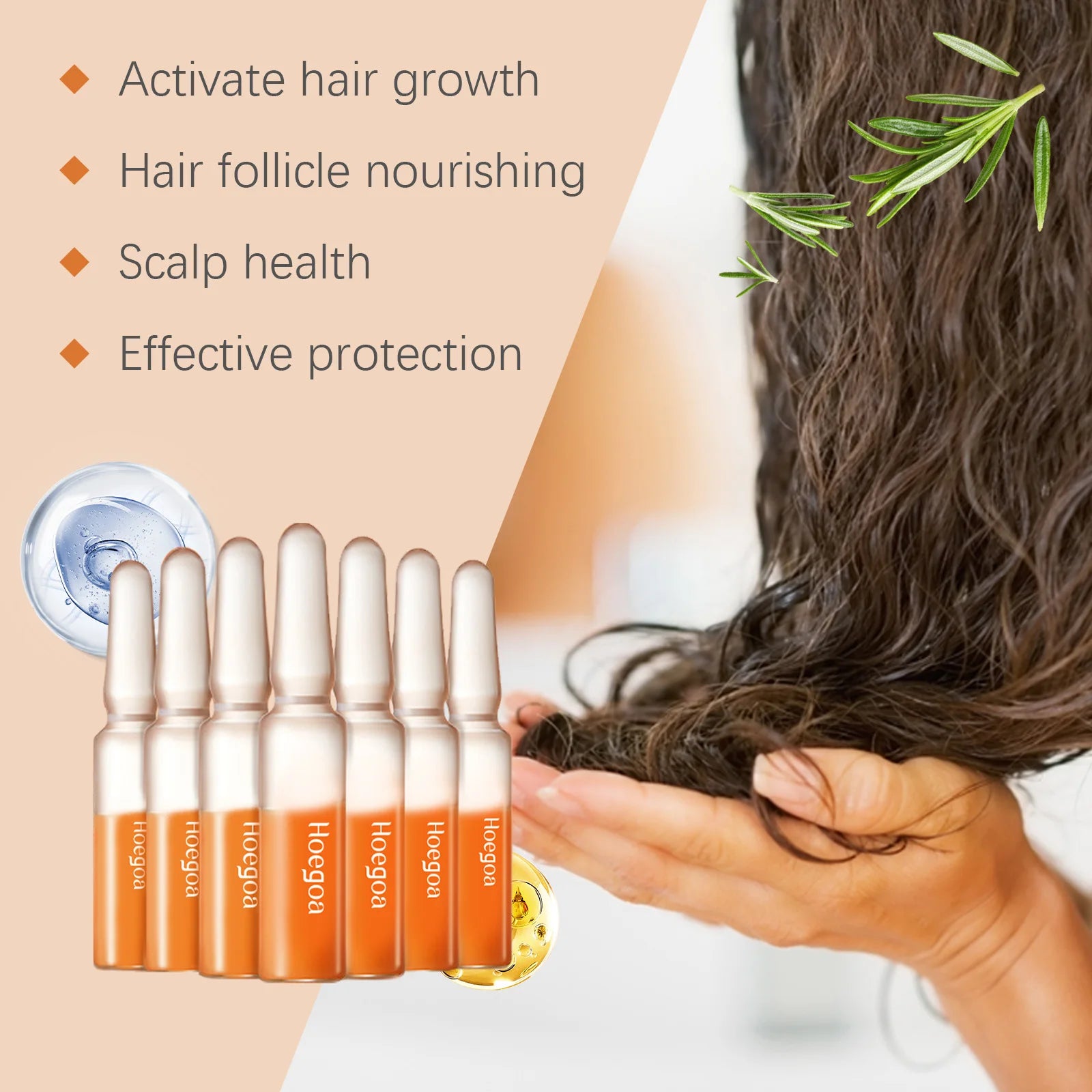 Ampoules de Croissance des Cheveux, Soins Capillaires Portables, Repousse, Anti-Perte de Cheveux, Réparation des Extrémités Fendues, Cheveux Secs et Abîmés, Huile Essentielle Nourrissante pour Cuir oral elu