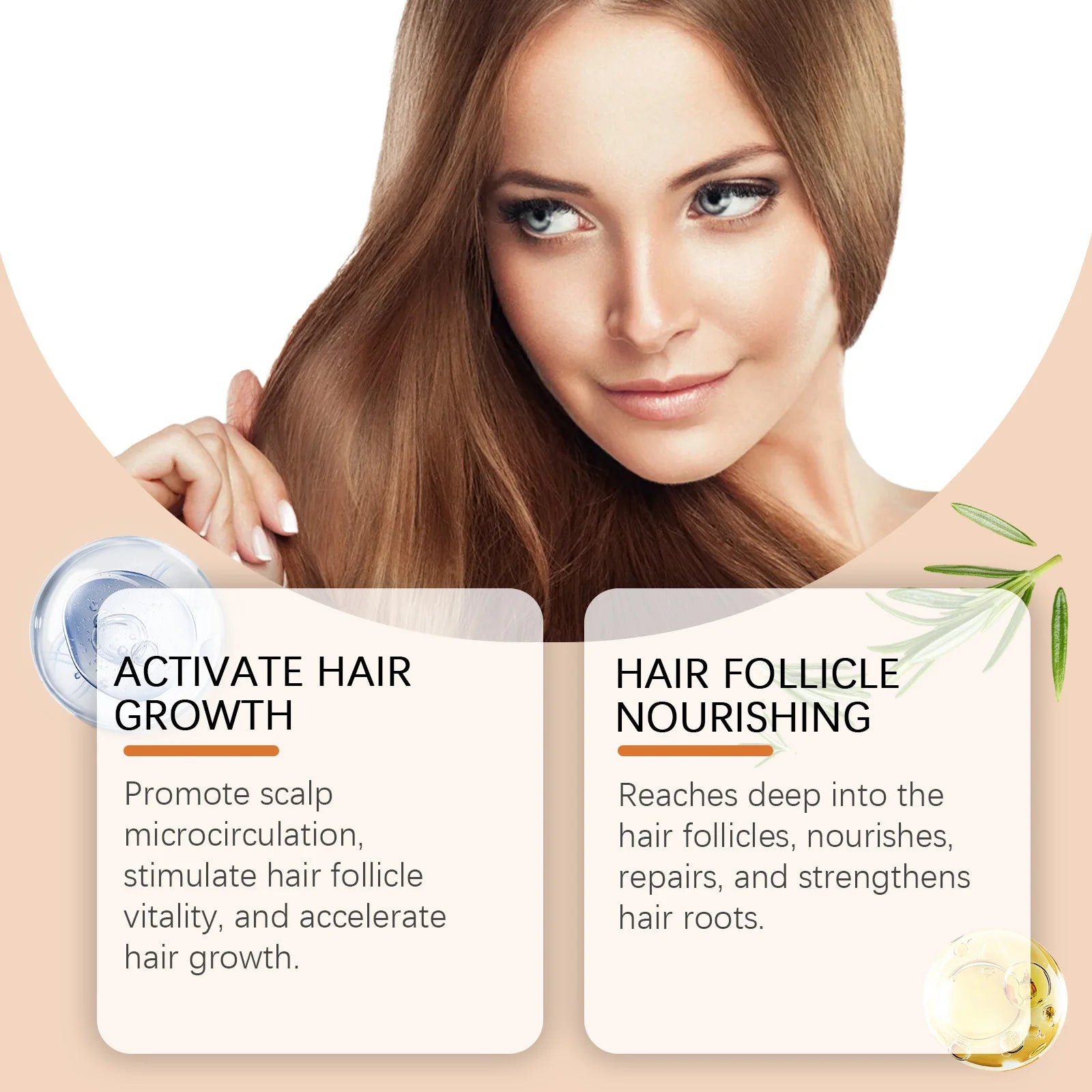 Ampoules de Croissance des Cheveux, Soins Capillaires Portables, Repousse, Anti-Perte de Cheveux, Réparation des Extrémités Fendues, Cheveux Secs et Abîmés, Huile Essentielle Nourrissante pour Cuir oral elu